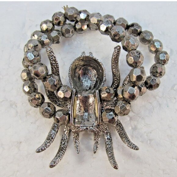 Silver Tone Spider Stretch Bracelet with Purple Accents - Picture 4 of 11
